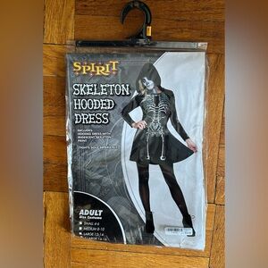 Spirit Halloween Black Hooded Skeleton Dress Size Adult Small
